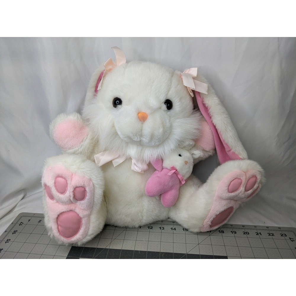 White Easter Rabbit‎ Plush Baby Pink Bunny 15 Inch Stuffed Animal Toy